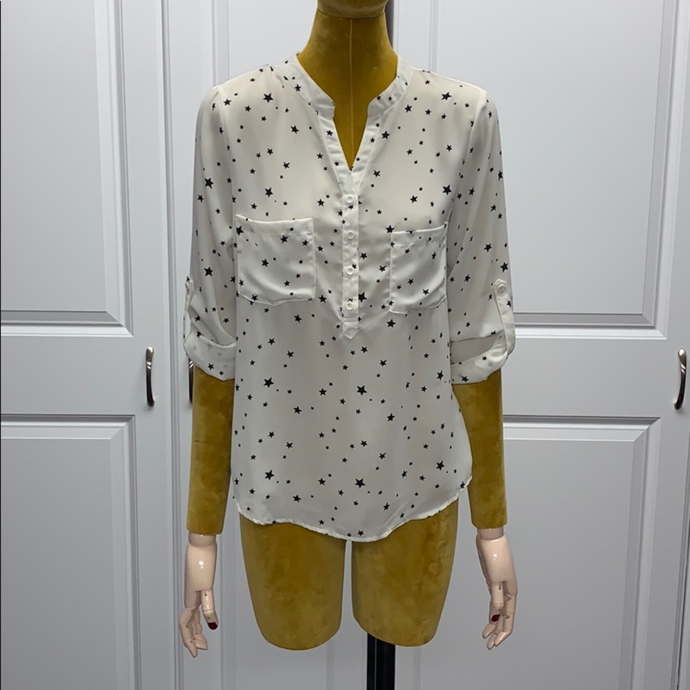 Women’s sheer long sleeve top with star print